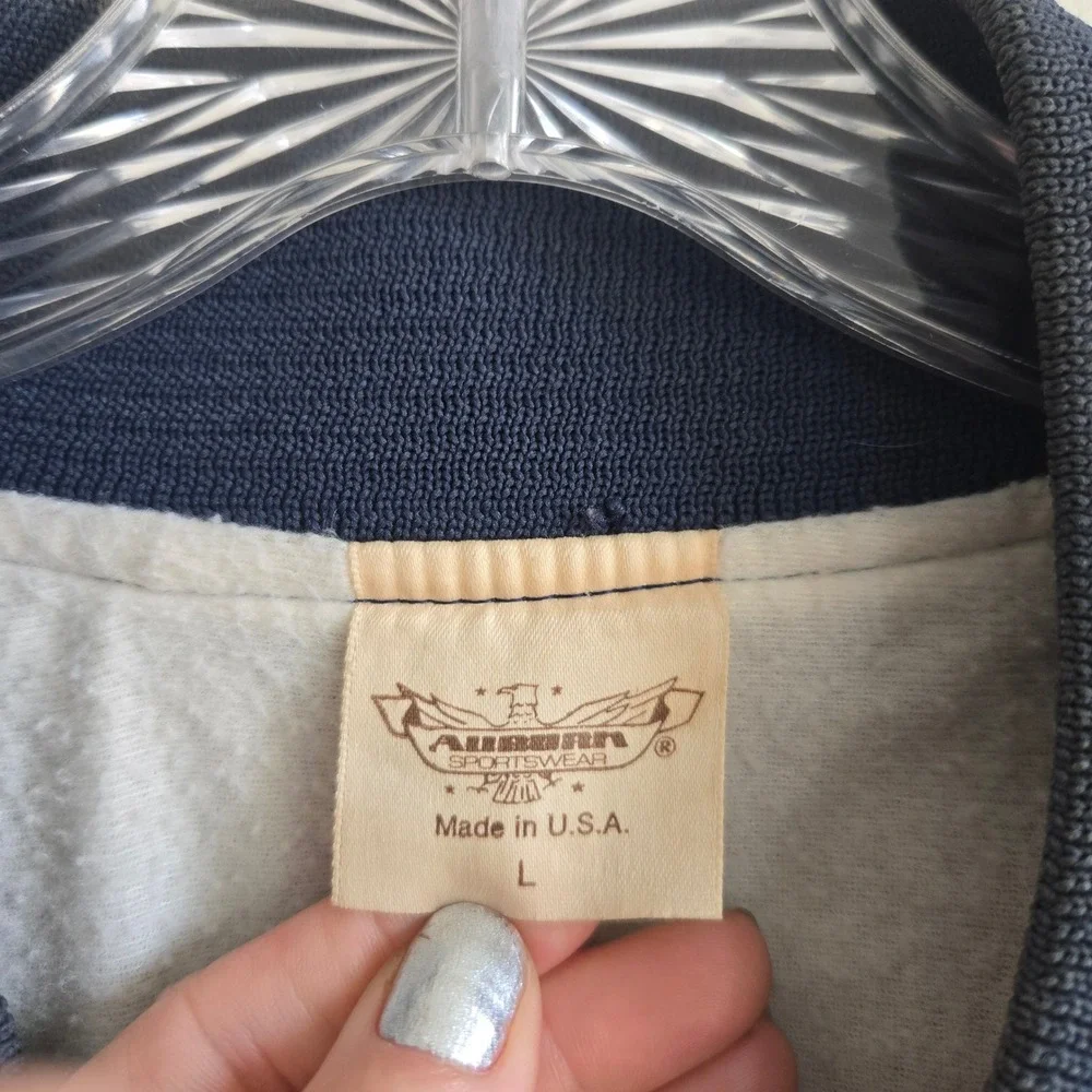 Auburn Sportswear Large Bomber Jacket Mens Navy Blue Fair‎ Vintage Braves Carl